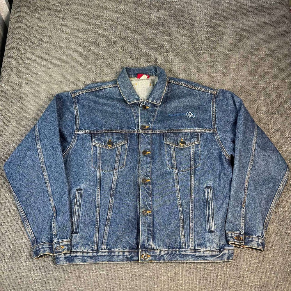 I.D Wear Vintage Denim Trucker Jacket Mens XL Blue ThyssenKrupp Workwear 1020